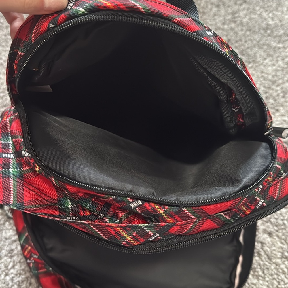 Pink Victoria’s Secret Red Plaid Campus Backpack - Picture 7 of 9